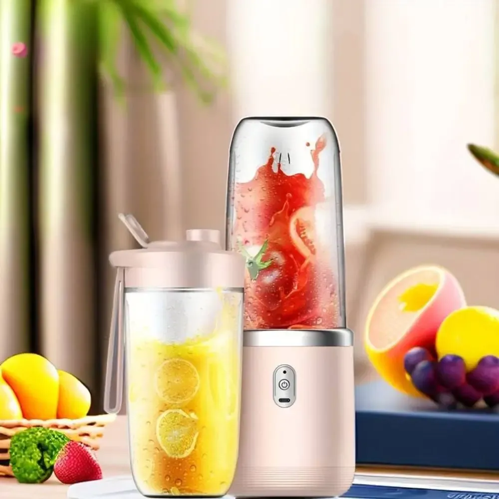 Extracteur de jus électrique USB domestique, mixeur à smoothies et milk-shakes, 400 ml, bleu/rose 2