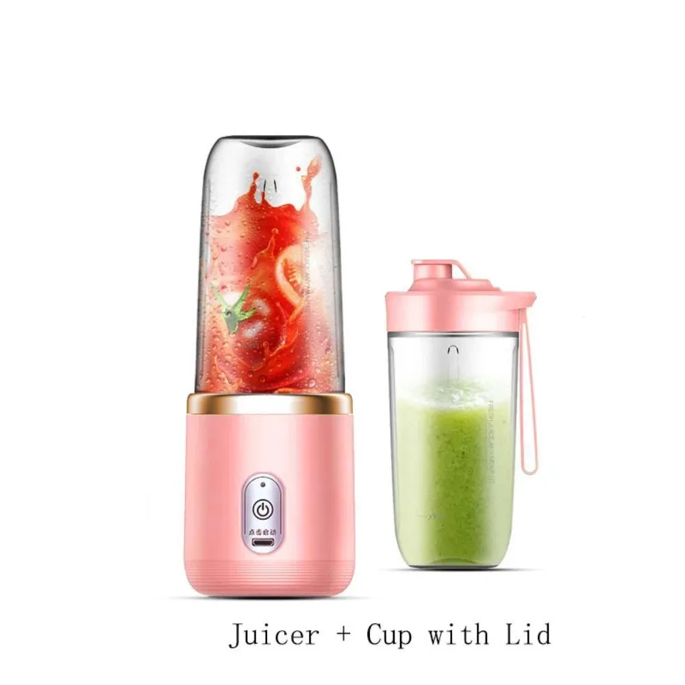 Extracteur de jus électrique USB domestique, mixeur à smoothies et milk-shakes, 400 ml, bleu/rose 6