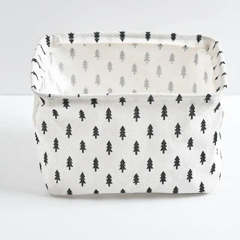 Panier de rangement pliable en tissu pour jouets, boîte de rangement de bureau en coton et chanvre, petit panier de rangement étanche frais 17