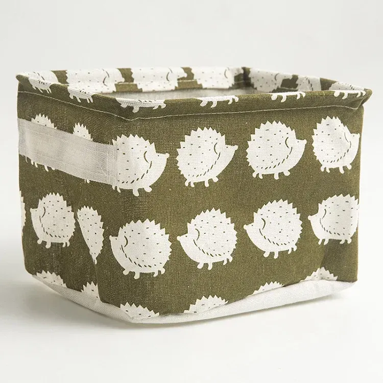 Panier de rangement pliable en tissu pour jouets, boîte de rangement de bureau en coton et chanvre, petit panier de rangement étanche frais 16