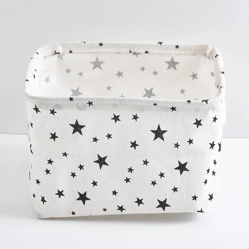 Panier de rangement pliable en tissu pour jouets, boîte de rangement de bureau en coton et chanvre, petit panier de rangement étanche frais 19