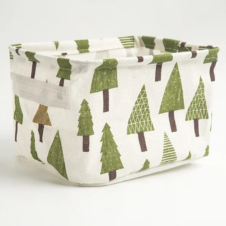 Panier de rangement pliable en tissu pour jouets, boîte de rangement de bureau en coton et chanvre, petit panier de rangement étanche frais 22