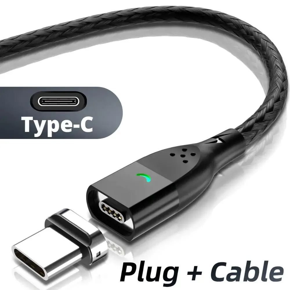 Câble magnétique 3A USB FONKEN, câble de charge rapide type C, câble de données aimanté, fil de charge Micro USB pour téléphone 9