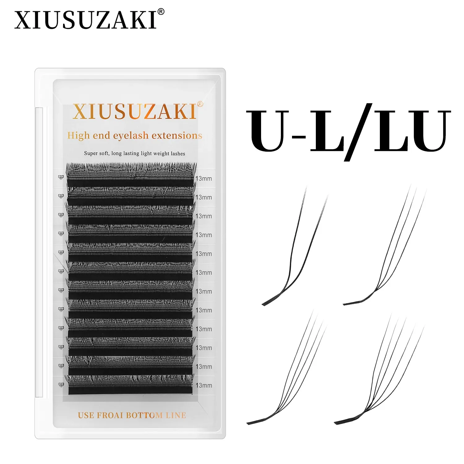 Extensions de cils XIUSUZAKI L/LU/M Courbure en U YY 3D 4D 5D, éventails de volume préfabriqués en vison - Image 1