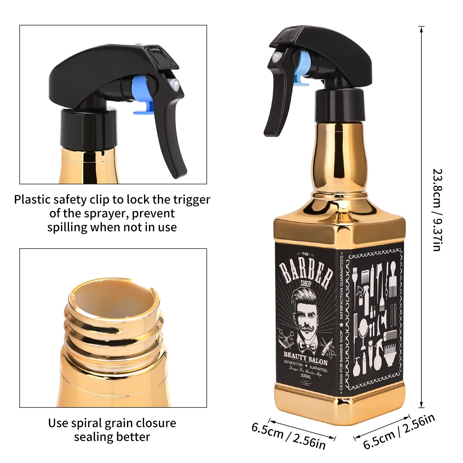 Vaporisateur d'eau rétro en forme de tête de whisky pour la coiffure 2