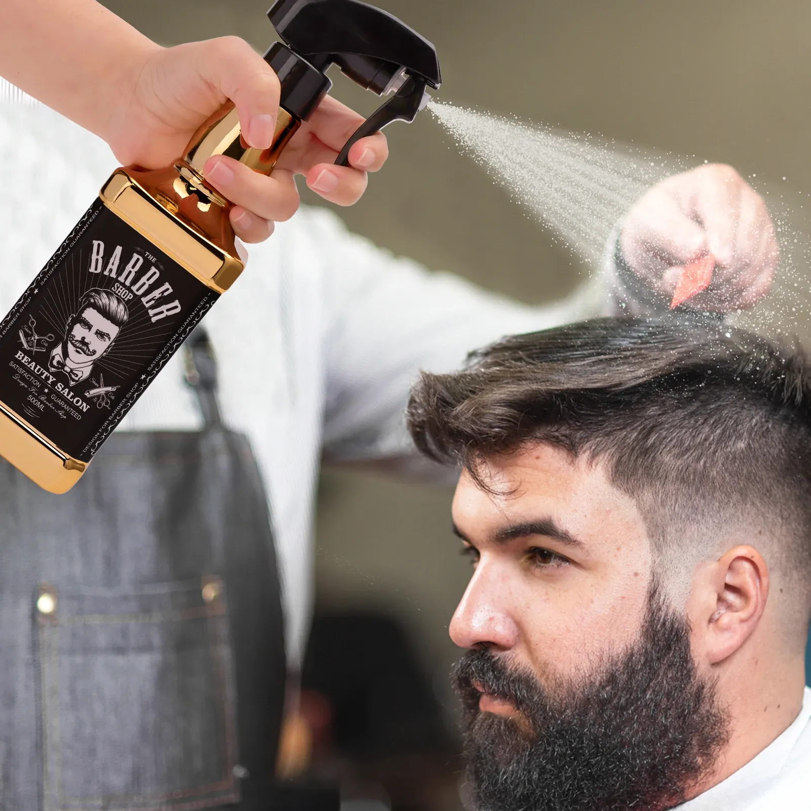Vaporisateur d'eau rétro en forme de tête de whisky pour la coiffure 6