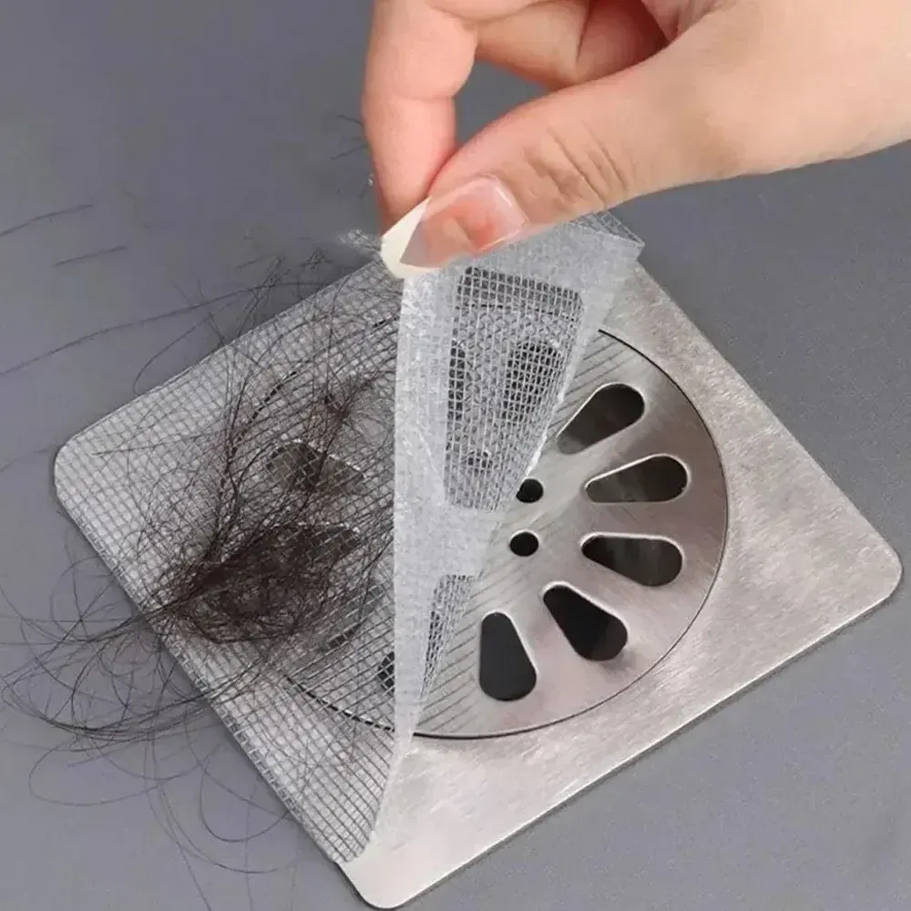 Filtre jetable auto-adhésif en maille pour drain de douche et évier, anti-bouchon pour salle de bain et cuisine 2