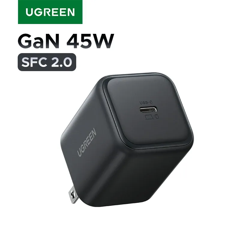 UGREEN Chargeur GaN 45W PD 3.0, PPS, QC 3.0 pour Samsung Galaxy S25/S24 Ultra, iPhone 16/15/14 Pro Max et iPad 7