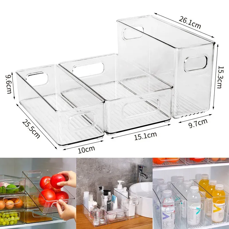 Bac de rangement transparent pour réfrigérateur, boîte pour légumes et fruits, contenant transparent pour cuisine, conservation des aliments et boissons - Image 1