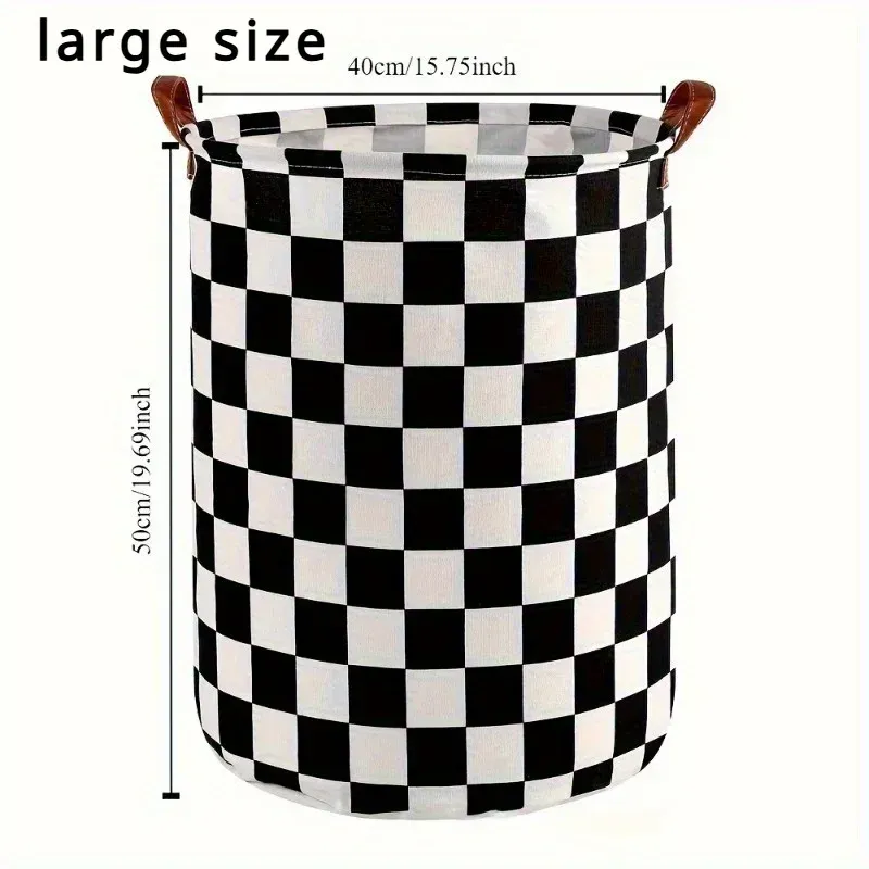 Panier à linge pliable à carreaux noir et blanc pour jouets et vêtements 2