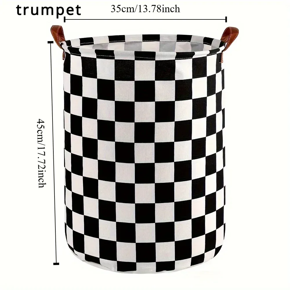 Panier à linge pliable à carreaux noir et blanc pour jouets et vêtements 4