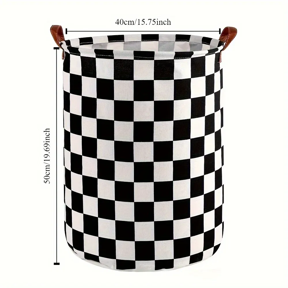 Panier de rangement à carreaux noir et blanc