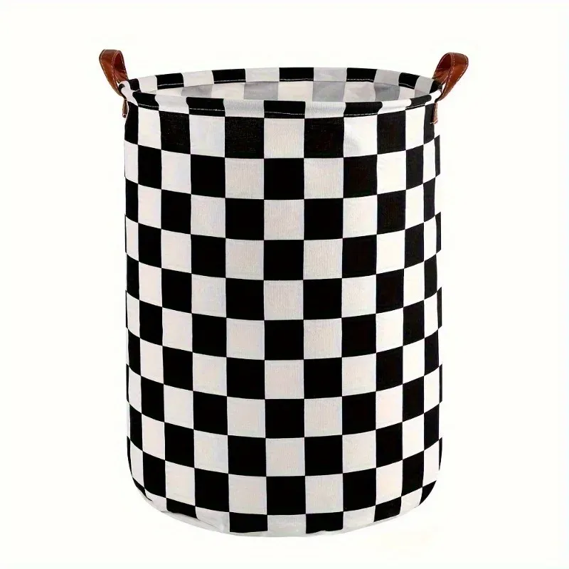 Panier à linge pliable à carreaux noir et blanc pour jouets et vêtements 6