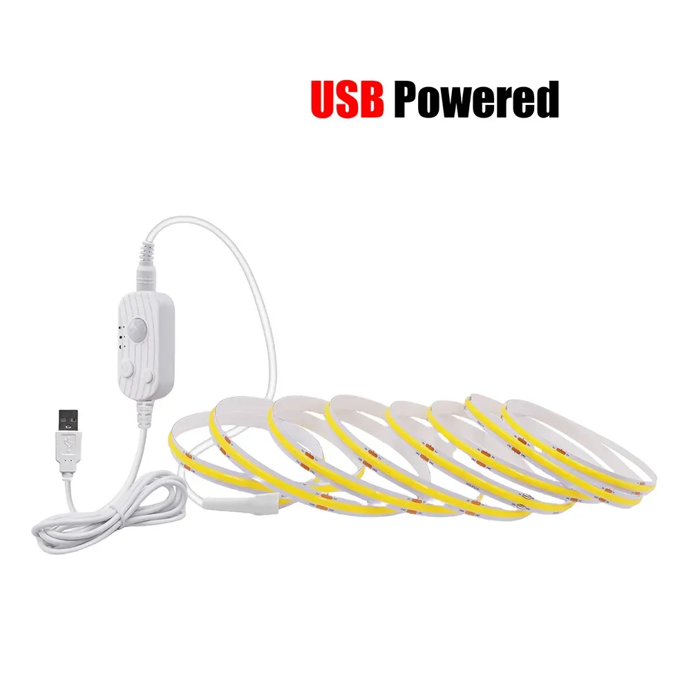Lampe LED COB 5V à détecteur de mouvement, alimentée par USB ou batterie, à allumage et extinction automatiques, pour armoire, cuisine et escalier 7
