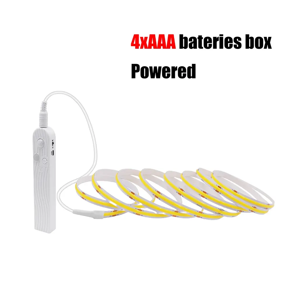 Lampe LED COB 5V à détecteur de mouvement, alimentée par USB ou batterie, à allumage et extinction automatiques, pour armoire, cuisine et escalier 8