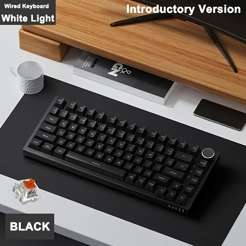 AJAZZ AK820 Clavier mécanique filaire avec molette de volume, touches remplaçables à chaud pour bureau et maison 11