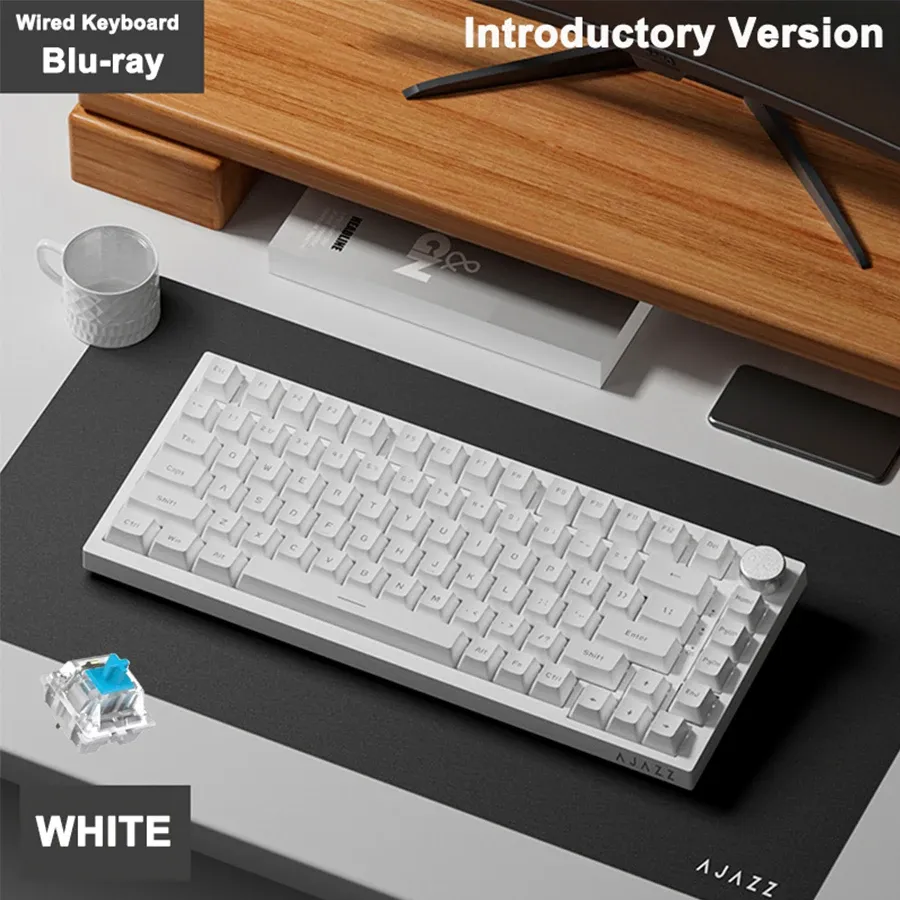 AJAZZ AK820 Clavier mécanique filaire avec molette de volume, touches remplaçables à chaud pour bureau et maison 13