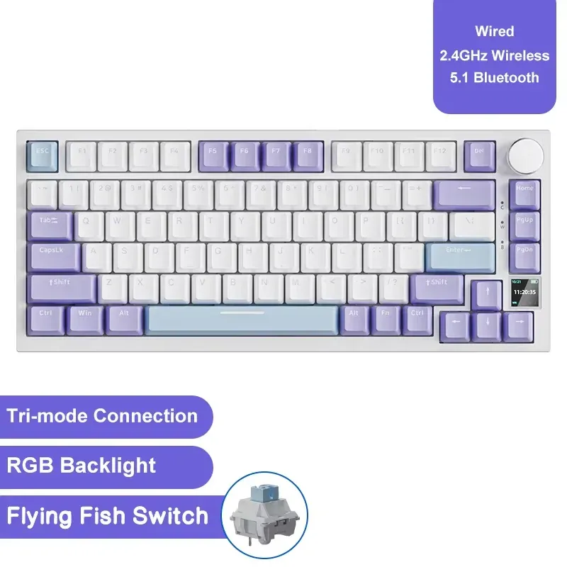 AJAZZ AK820 Clavier mécanique filaire avec molette de volume, touches remplaçables à chaud pour bureau et maison 18