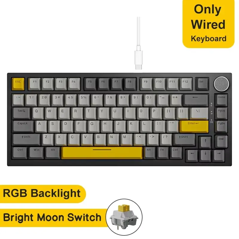 AJAZZ AK820 Clavier mécanique filaire avec molette de volume, touches remplaçables à chaud pour bureau et maison 16