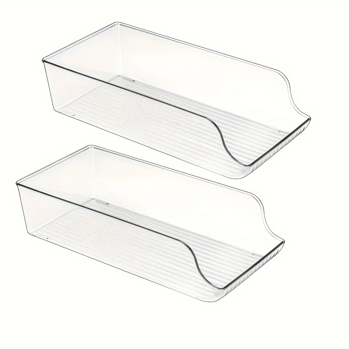 Organisateur de distributeur de boissons pour réfrigérateur, grand format et compact, en plastique transparent, support à canettes de soda, bac de rangement, lot de 1/2 7