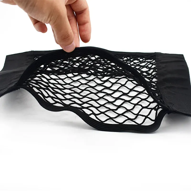Filet de rangement adhésif pour siège arrière de voiture, poche en maille, sac portable universel 4