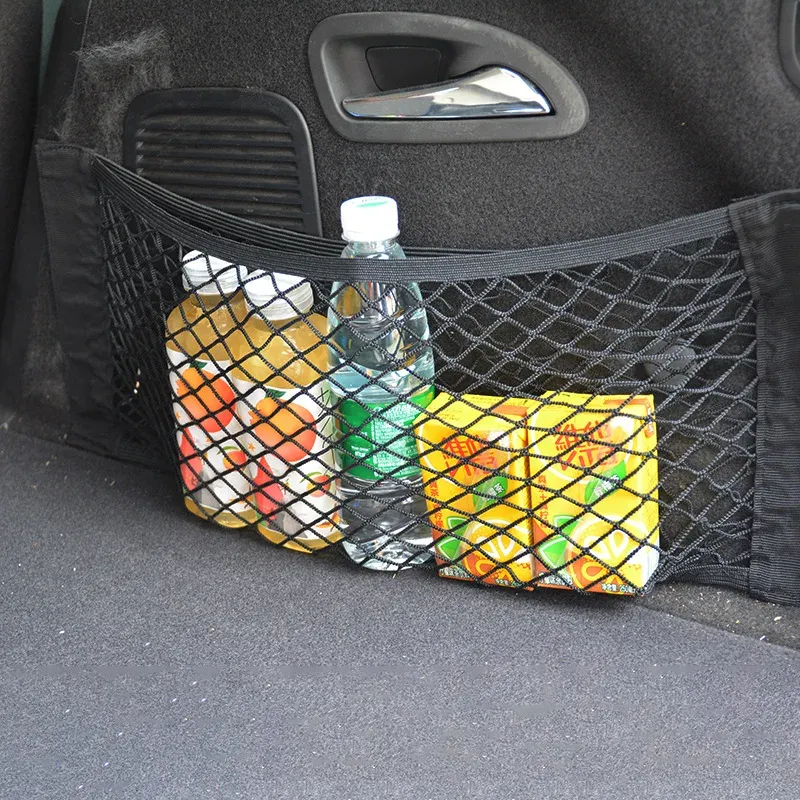 Filet de rangement adhésif pour siège arrière de voiture, poche en maille, sac portable universel 6