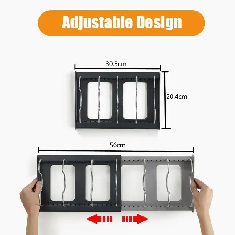 Organisateur extensible en acier inoxydable pour armoire de cuisine, rangement pour casseroles, planches à découper et ustensiles 3