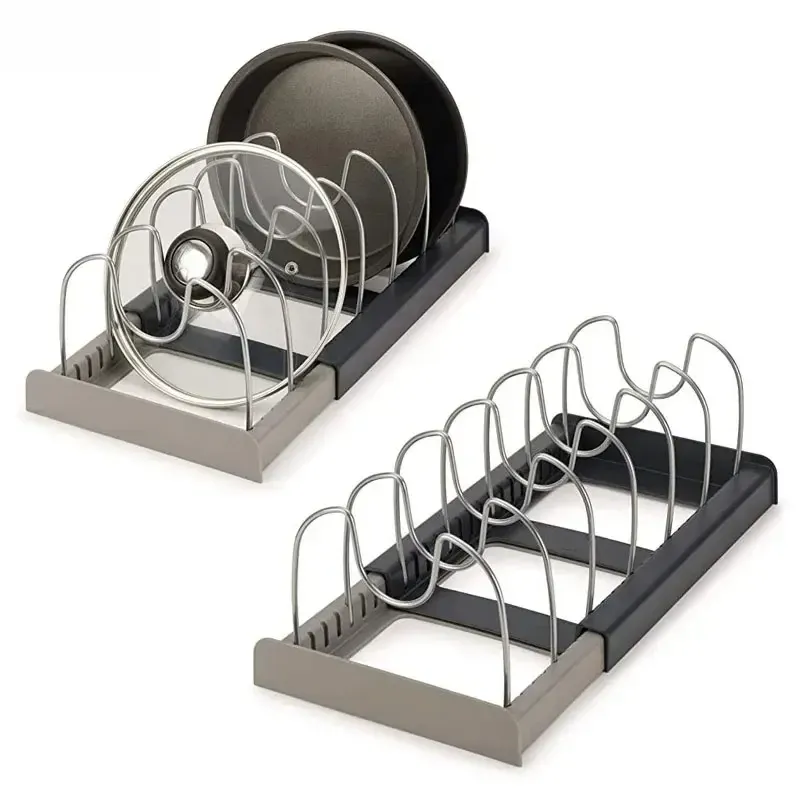 Organisateur extensible en acier inoxydable pour armoire de cuisine, rangement pour casseroles, planches à découper et ustensiles 6