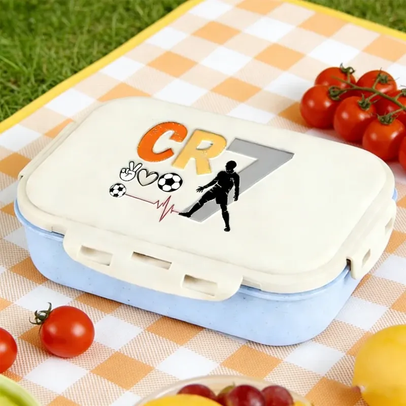 Boîte à lunch CR7 pour étudiants, boîte à bento Cristiano Ronaldo pour garçons et filles, pour la maison, le bureau et les pique-niques en plein air, cadeau pour enfants - Image 1