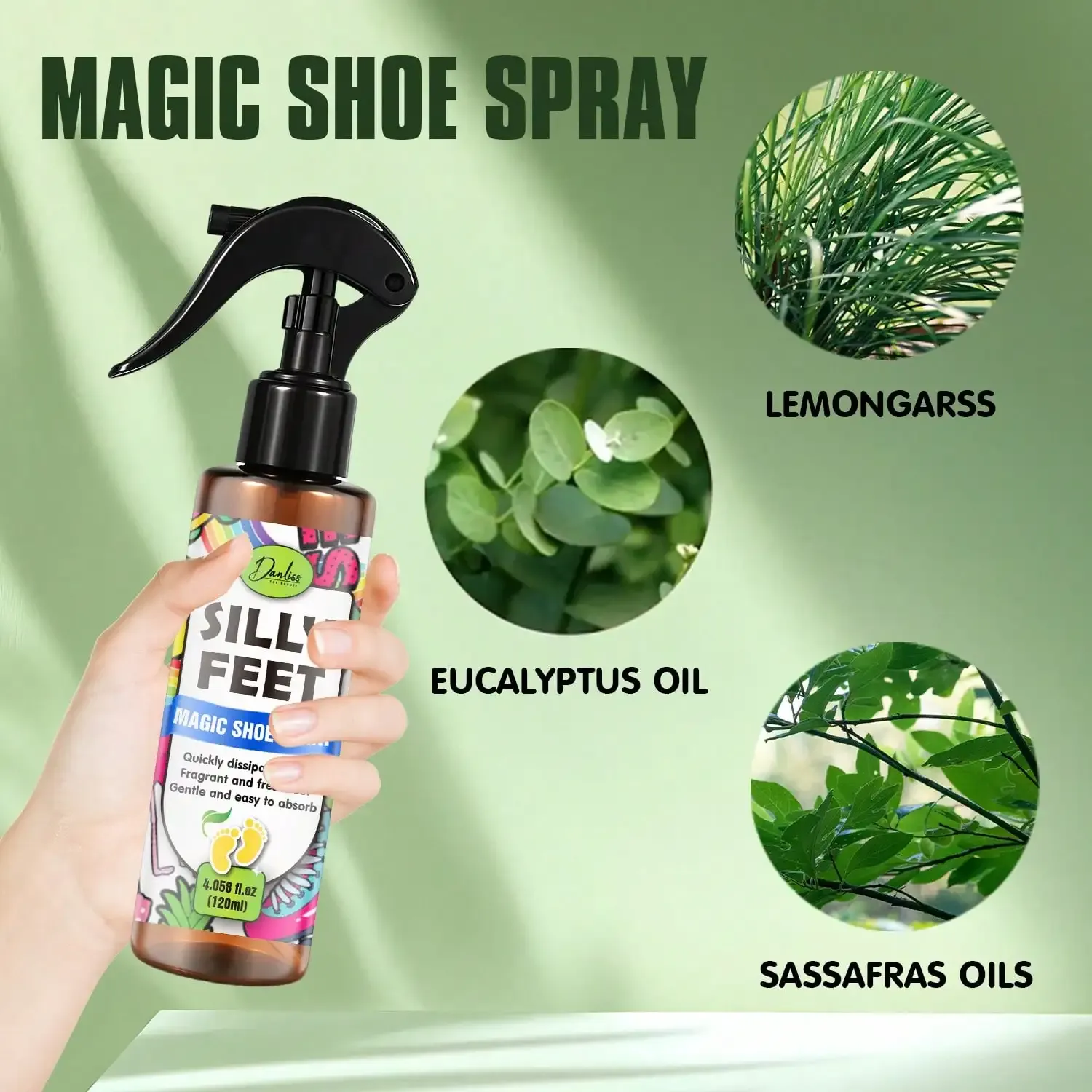 Détail du spray désodorisant pour chaussures