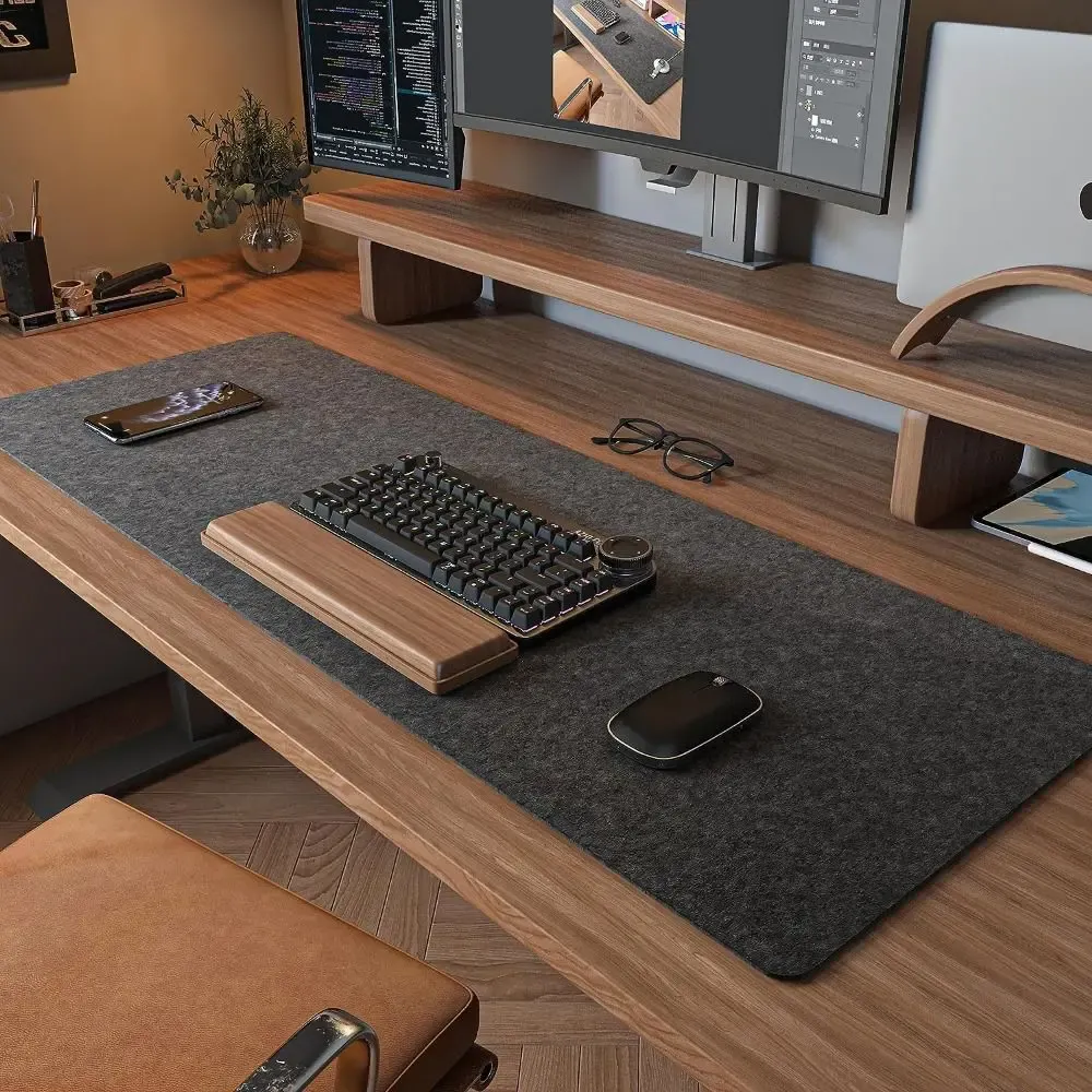 Tapis de souris en feutre de laine, accessoire de jeu grand format, sous-main de bureau pour clavier et écriture, protection de bureau pour ordinateur, idéal pour le télétravail