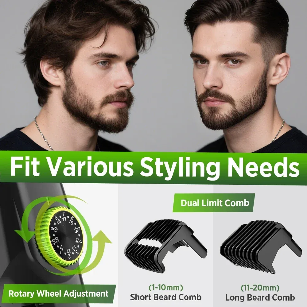 Tondeuse à cheveux sous vide pour hommes, tondeuse à barbe rechargeable avec écran LCD, kit de coupe de cheveux autonome, tondeuse sans fil pour barbier, étanche IPX6, 20 longueurs, cadeau. 3