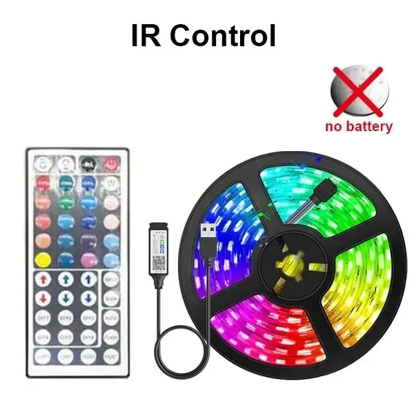 Bande LED intelligente RGB 5050 USB 5V avec Bluetooth, contrôlable par application et télécommande, ruban LED flexible pour rétroéclairage de TV et décoration de fête 7
