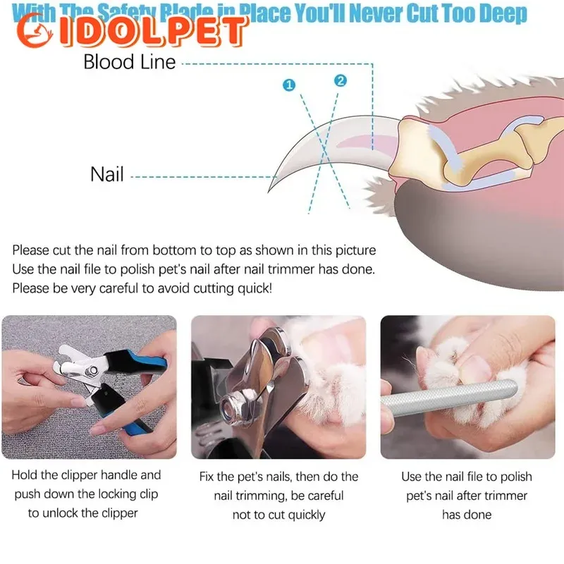 Coupe-ongles professionnel pour animaux de compagnie avec protection de sécurité, pince en acier inoxydable pour chats et chiens, pour le soin des griffes, accessoire de toilettage, taille adaptée 4
