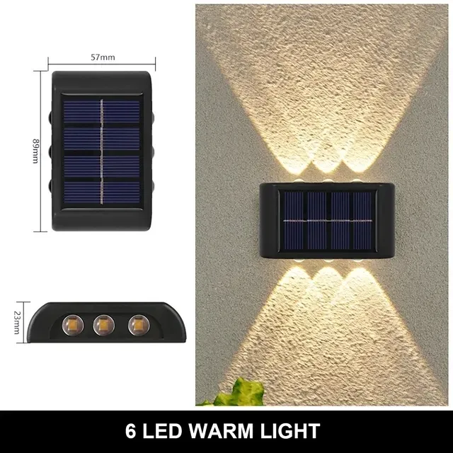 Applique solaire d'extérieur à lumière chaude, étanche, éclairage haut et bas, idéale pour balcon, cour, jardin et décoration murale 7