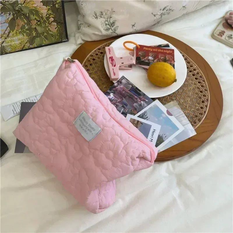 Trousse de maquillage à motif floral pour femme, organisateur de cosmétiques et trousse de toilette de voyage à fermeture éclair 4