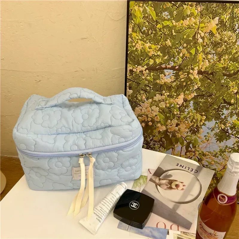 Trousse de maquillage à motif floral pour femme, organisateur de cosmétiques et trousse de toilette de voyage à fermeture éclair 11