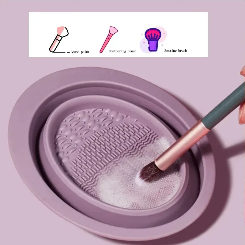 Nettoyeur de pinceaux de maquillage pliable en silicone souple - Image 1