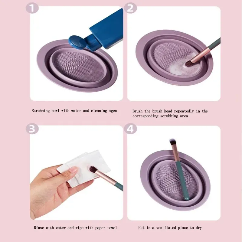 Nettoyeur de pinceaux de maquillage pliable en silicone souple 3