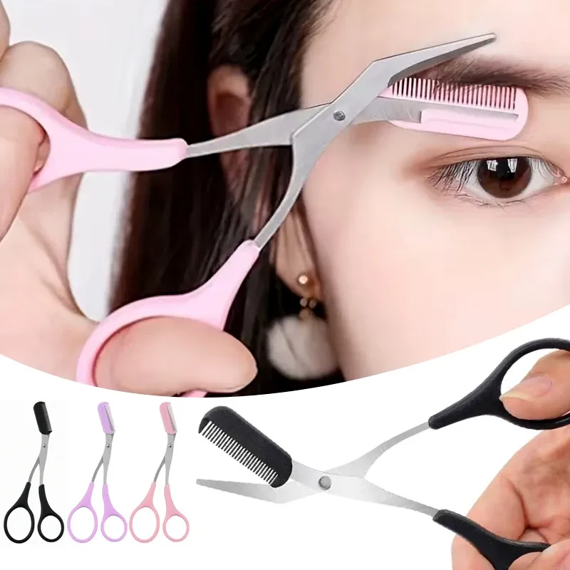 Ciseaux à sourcils avec peigne, outil d'épilation pour cils et visage, mise en forme des sourcils, rasoir à sourcils, accessoire de maquillage cosmétique - Image 1