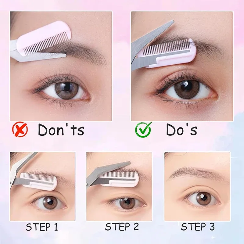 Ciseaux à sourcils avec peigne, outil d'épilation pour cils et visage, mise en forme des sourcils, rasoir à sourcils, accessoire de maquillage cosmétique 4