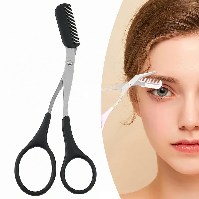 Ciseaux à sourcils avec peigne, outil d'épilation pour cils et visage, mise en forme des sourcils, rasoir à sourcils, accessoire de maquillage cosmétique 7