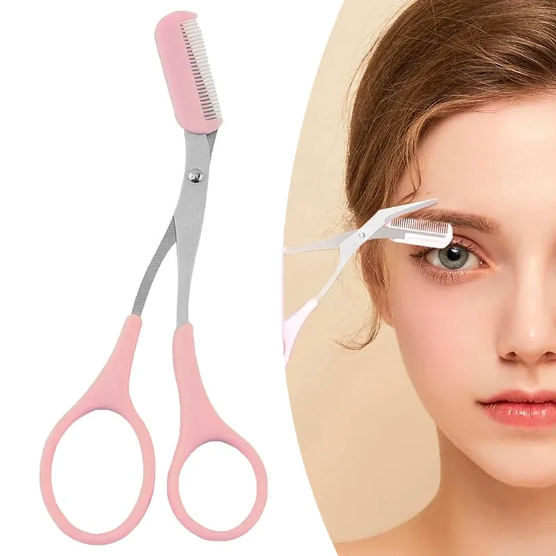 Ciseaux à sourcils avec peigne, outil d'épilation pour cils et visage, mise en forme des sourcils, rasoir à sourcils, accessoire de maquillage cosmétique 8
