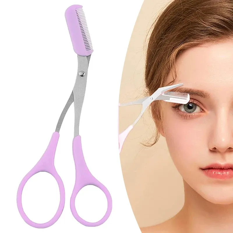 Ciseaux à sourcils avec peigne, outil d'épilation pour cils et visage, mise en forme des sourcils, rasoir à sourcils, accessoire de maquillage cosmétique 9