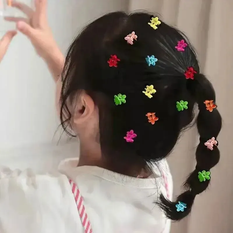 Pinces à cheveux de dessin animé pour filles, lot de 50 pièces, petites pinces à griffes, motifs fleurs et étoiles, accessoires pour enfants, épingles douces 3