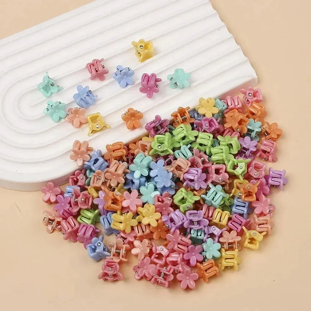 Pinces à cheveux de dessin animé pour filles, lot de 50 pièces, petites pinces à griffes, motifs fleurs et étoiles, accessoires pour enfants, épingles douces 4