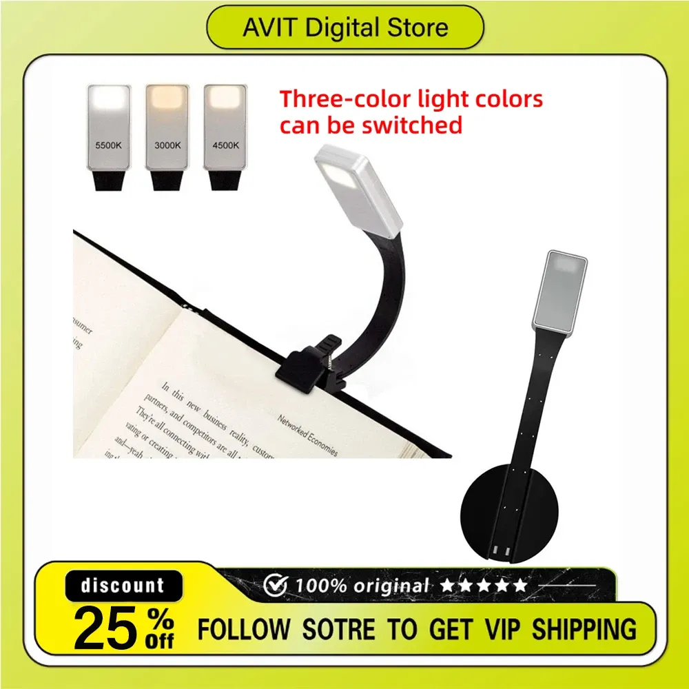 Lampe de lecture LED pour liseuse électronique XTEINK X3 et X4 (E-Ink), 3 niveaux de luminosité réglables, pour la lecture nocturne