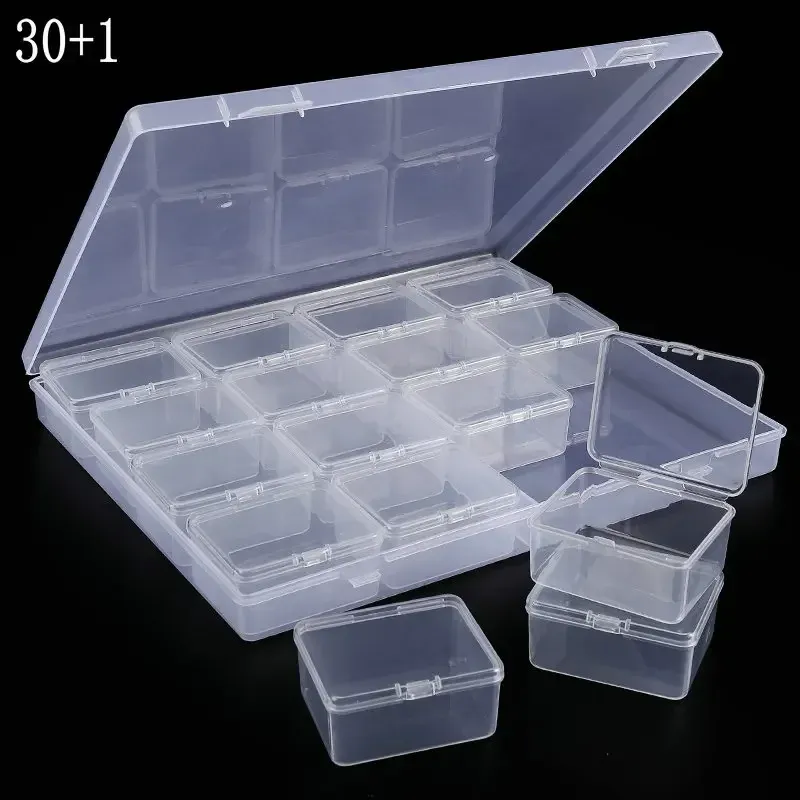 Boîte de rangement en plastique, petits étuis de rangement de perles, Mini boîte de rangement de perles transparente avec couvercle à charnière pour fournitures de bijoux DIY 8