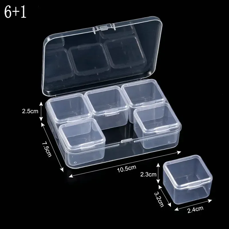 Boîte de rangement en plastique, petits étuis de rangement de perles, Mini boîte de rangement de perles transparente avec couvercle à charnière pour fournitures de bijoux DIY 9