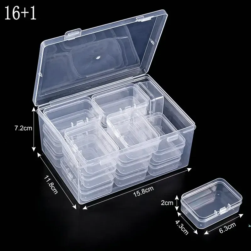 Boîte de rangement en plastique, petits étuis de rangement de perles, Mini boîte de rangement de perles transparente avec couvercle à charnière pour fournitures de bijoux DIY 10